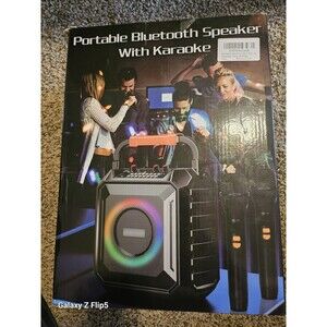Karaoke Machine, Portable Bluetooth Speaker with 2 Wireless Microphones